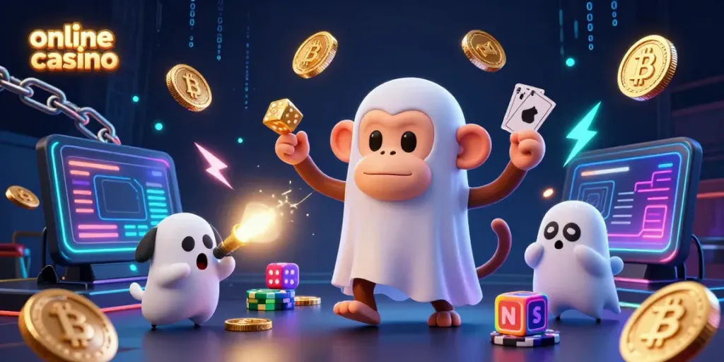 Engage with thrilling online casino adventures featuring a spirited poltergeist monkey juggling gold along with a curious ghost-hunter puppy.