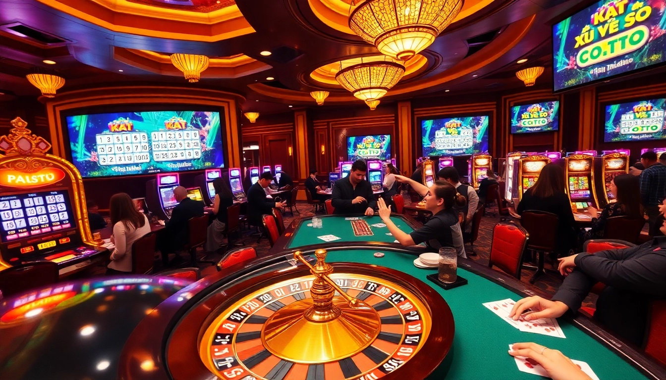 Engaging scene showcasing the vibrant Kết quả xổ số display within an exciting casino environment.