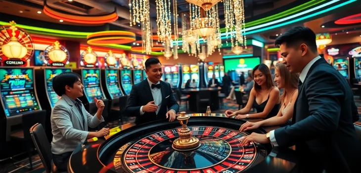 Permainan toto togel yang mendebarkan di meja roulette kasino yang cerah.