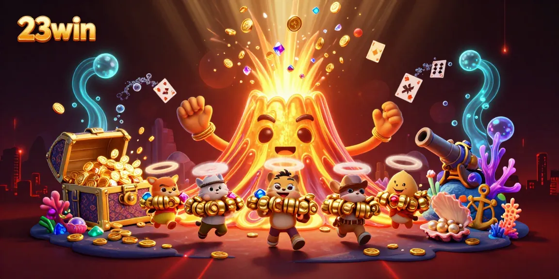 Experience thrilling wins at 23win with vibrant casino elements and treasure-filled action.