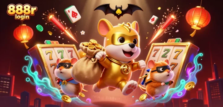 Engage with the 888r login illustrated scene featuring animated characters and vibrant casino elements.