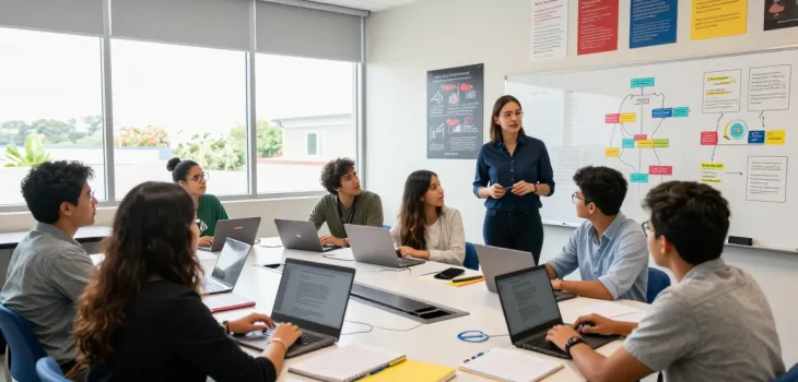 Students engaged in a communication project at Universidad de Costa Rica, emphasizing accessibility and collaboration, showcasing slot gacor.