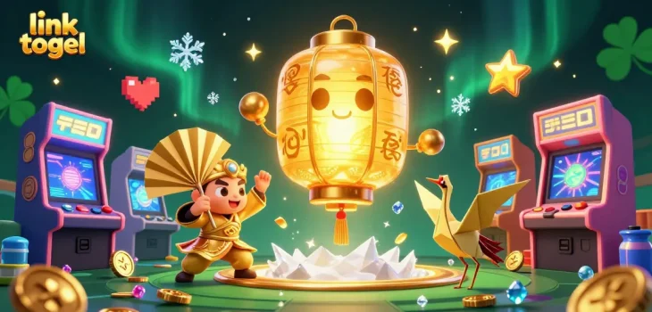 Experience luck and excitement with link togel in this vibrant 3D casino scene.