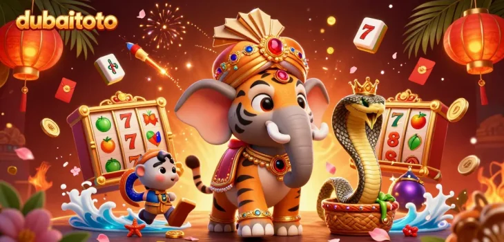 Engage with dubaitoto's thrilling gameplay, featuring vibrant casino scenes with an Indian maharaja and luxurious elements.