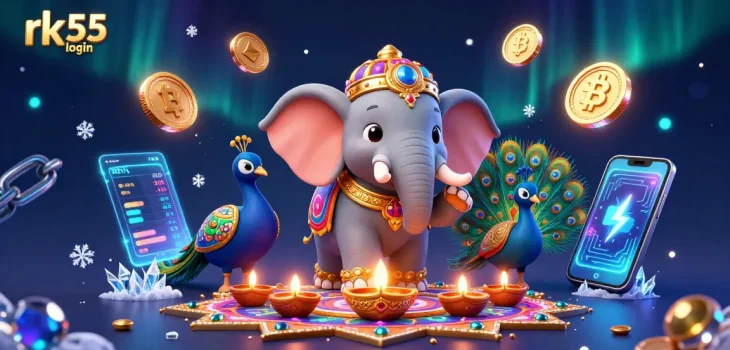 Experience rk55 login smoothly with vibrant casino graphics depicting excitement and charm.